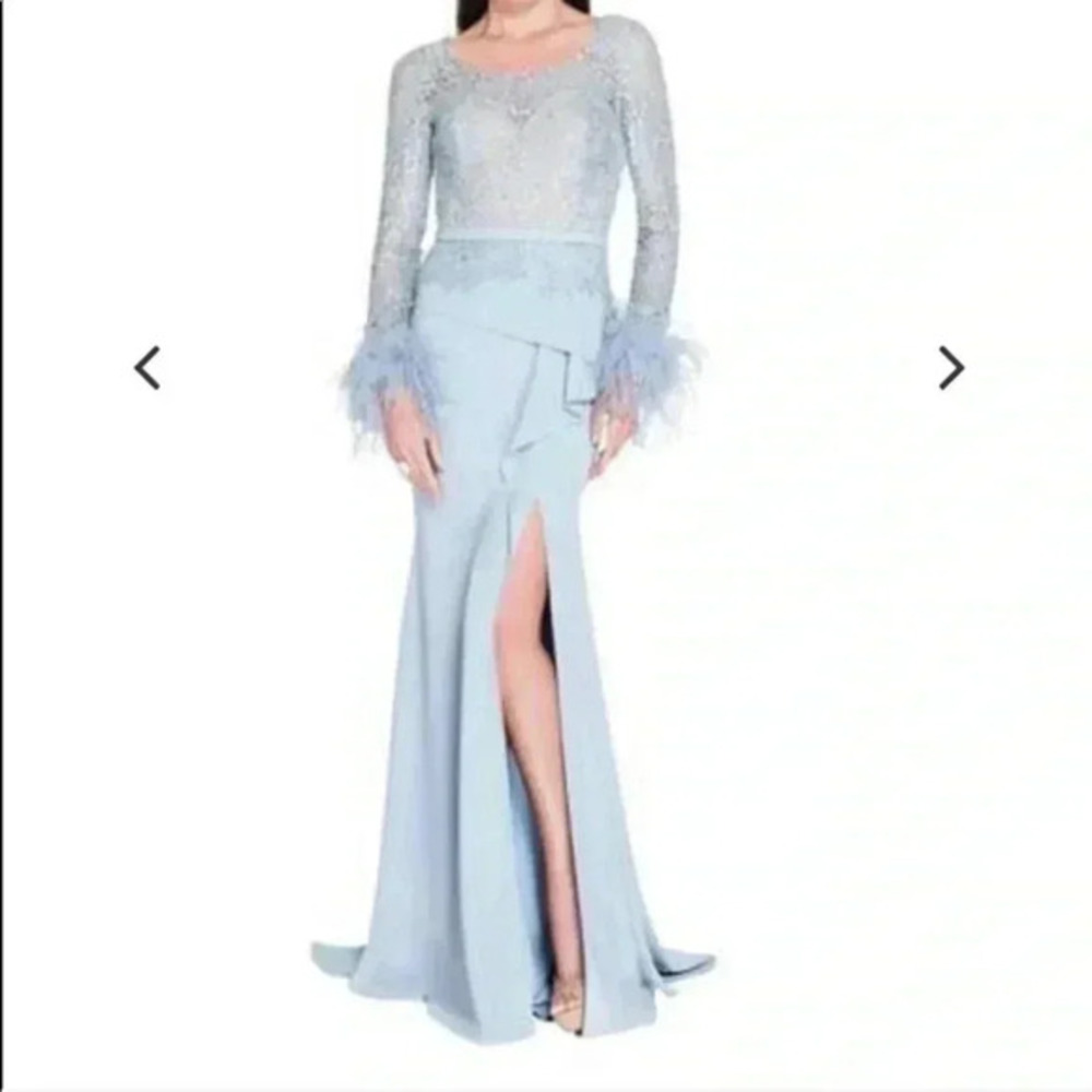 - Terani couture powder blue evening gown